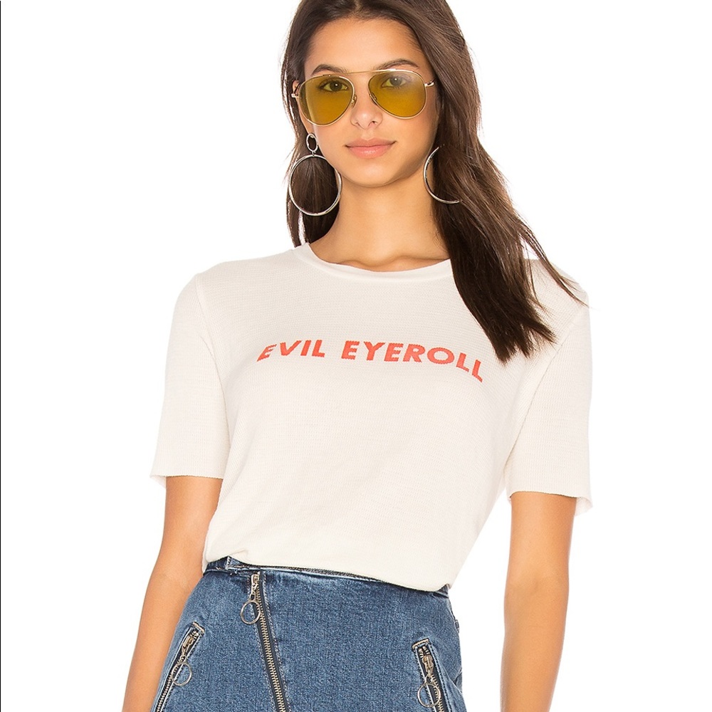 Wildfox Evil Eyeroll waffle knit tee